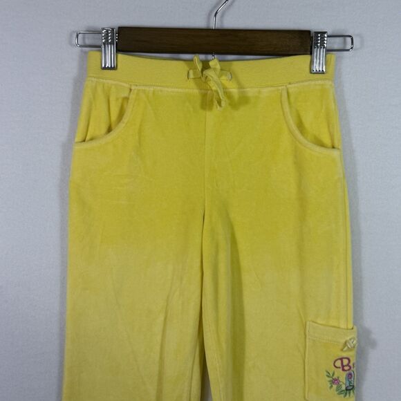 Vintage Y2K Yellow Wide Leg Walt Disney Princess Belle Velour Pants Girls Size 6 - Picture 4 of 10